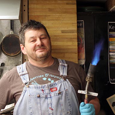 Kevin Ghiglione with a blowtorch